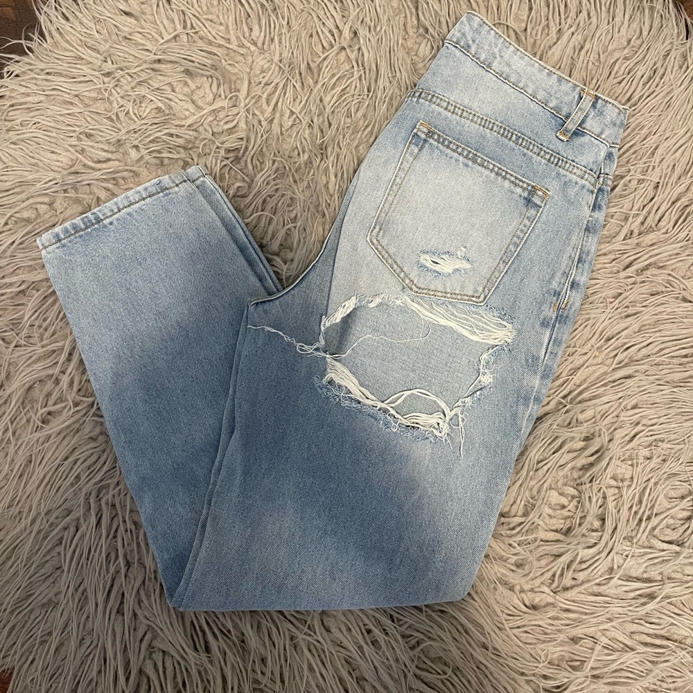 High Waist Ripped Mom Jeans